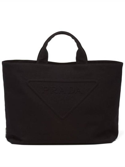 Man's Logo Embossing Canvas Tote Bag Black - PRADA - BALAAN 2