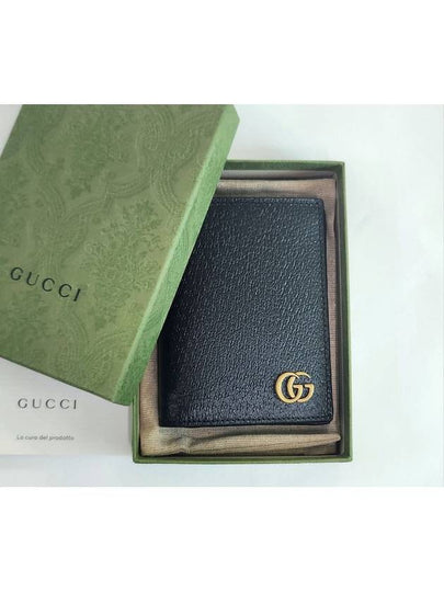 GG Marmont Leather Card Wallet Black - GUCCI - BALAAN 2