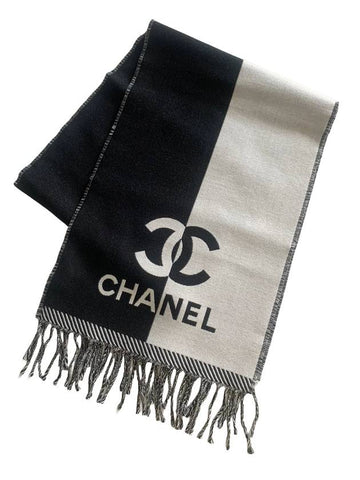 CC logo wool muffler black ivory - CHANEL - BALAAN 1