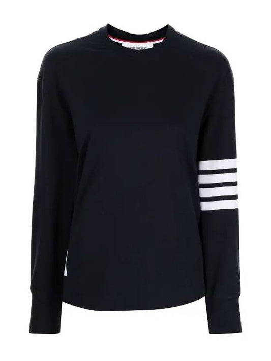 Engineered 4 Bar Medium Weight Jersey Oversized Long Sleeved T-Shirt Navy - THOM BROWNE - BALAAN 2