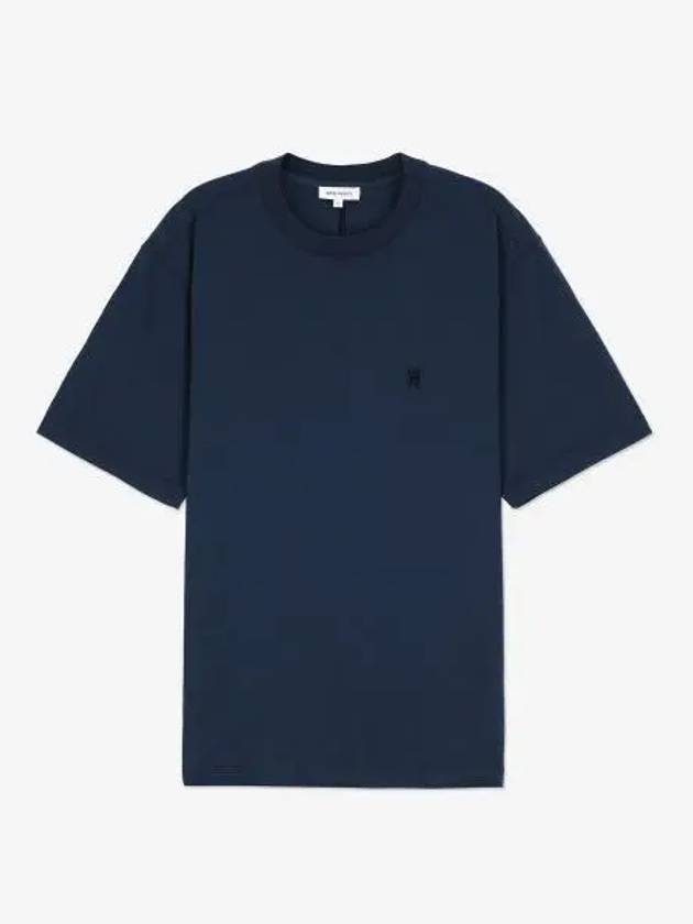 Johannes N embroidered short sleeve t shirt indigo N0106317077 - NORSE PROJECTS - BALAAN 1