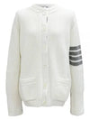 Cotton Jersey Flower 4 Bar V Neck Cardigan White - THOM BROWNE - BALAAN 2