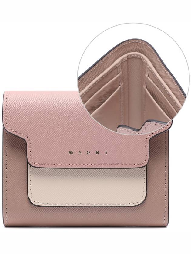 Saffiano Tri-Fold Half Wallet Pink - MARNI - BALAAN 3