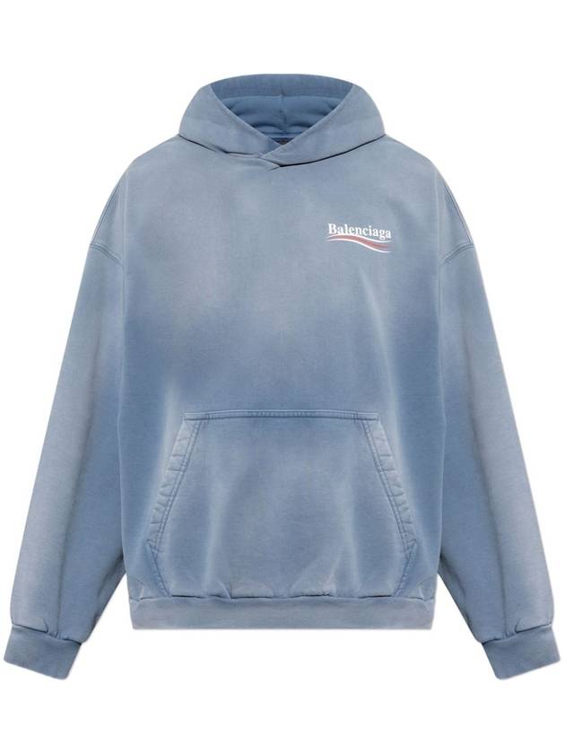 Logo Print Medium Fit Hoodie Fade Blue - BALENCIAGA - BALAAN 2