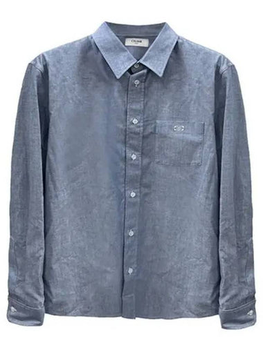 Logo cotton light chambray loose shirt indigo blue men s jacket 270067 - CELINE - BALAAN 1