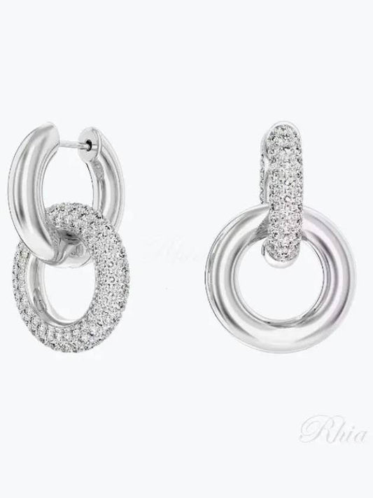 Dextera Interlocking Loop Hoop Earrings Silver - SWAROVSKI - BALAAN 2