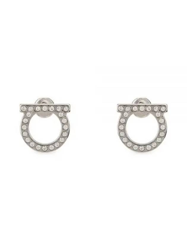 Gancini Crystal Large Earrings Silver - SALVATORE FERRAGAMO - BALAAN 2