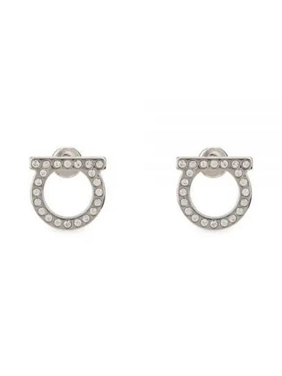 Gancini Crystal Large Earrings Silver - SALVATORE FERRAGAMO - BALAAN 2