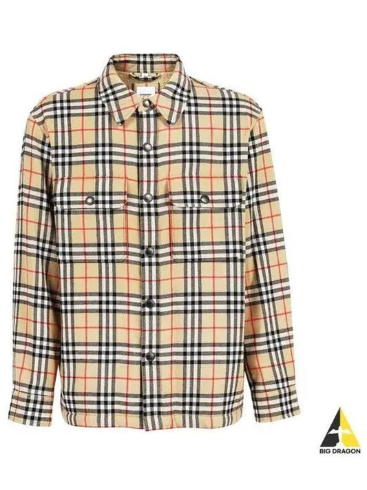 Vintage Check Wool Cotton Over Long Sleeve Shirt Archive Beige - BURBERRY - BALAAN 2