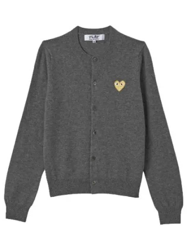 Comme des Gar ons Gold Heart Wappen Cardigan Gray - COMME DES GARCONS PLAY - BALAAN 1