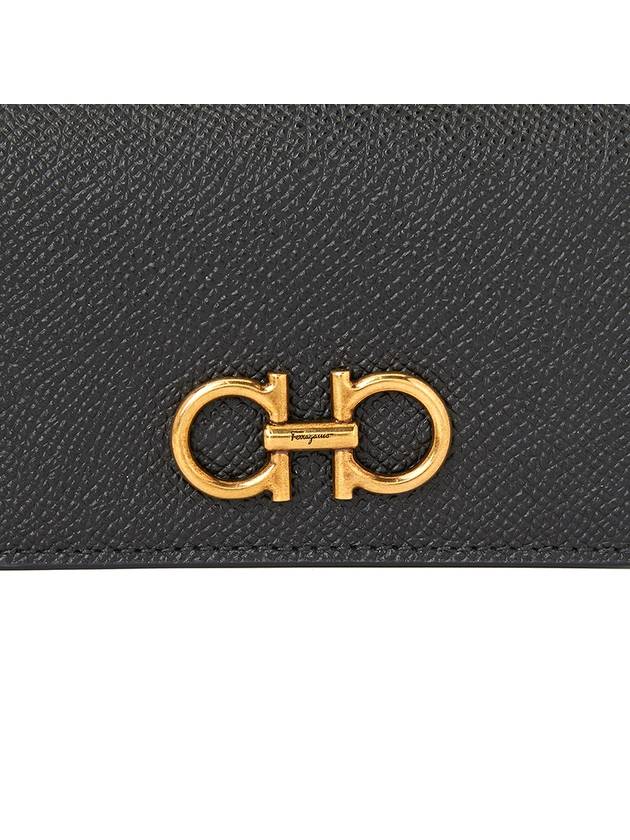 Gancini Leather Card Wallet Black - SALVATORE FERRAGAMO - BALAAN 6