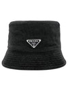 Triangle Logo Denim Bucket Hat Black - PRADA - BALAAN 3