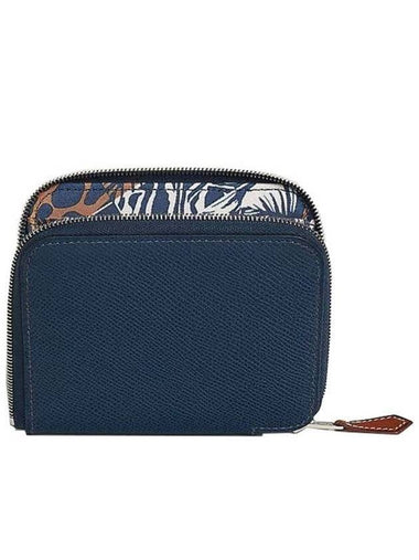 Silk compact wallet blue navy H084538CKAB - HERMES - BALAAN 1