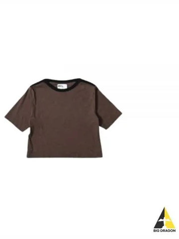 24 MHL OPEN NECK T SHIRT BROWN MARL WHSP0508S24LDB BNM - MARGARET HOWELL - BALAAN 1