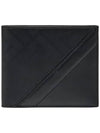 Shadow Diagonal Leather Half Wallet Black - FENDI - BALAAN 1