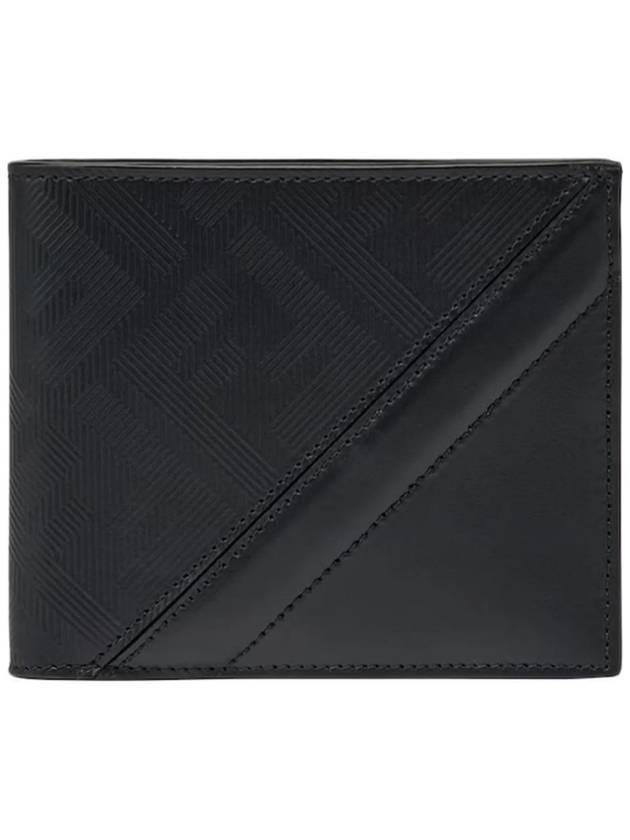Shadow Diagonal Leather Half Wallet Black - FENDI - BALAAN 1