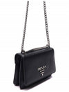 Ladies Pattina Flap Logo Silver Chain Soft Leather Shoulder Bag Black - PRADA - BALAAN 4