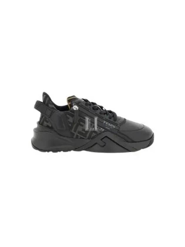 Flow FF Jacquard Leather Running Low Top Sneakers Black - FENDI - BALAAN 2