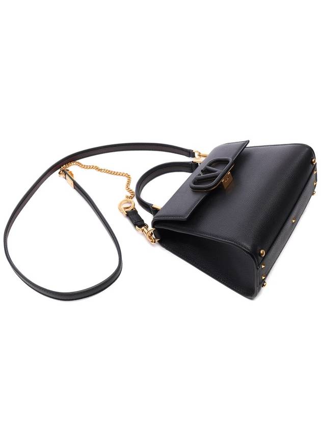 V Sling Small Grainy Calfskin Hand Cross Bag Black - VALENTINO - BALAAN 6