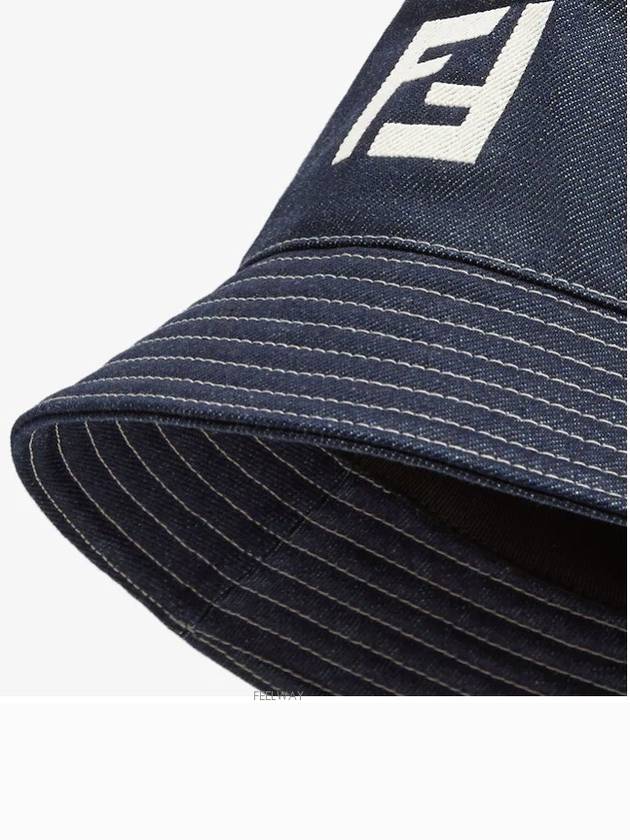 Logo Denim Bucket Hat Navy - FENDI - BALAAN 5