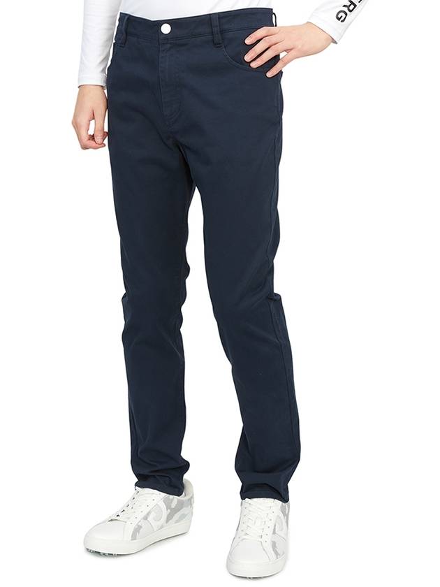 Men's Dialogue Slim Cotton Blend Pants Navy - HORN GARMENT - BALAAN 6