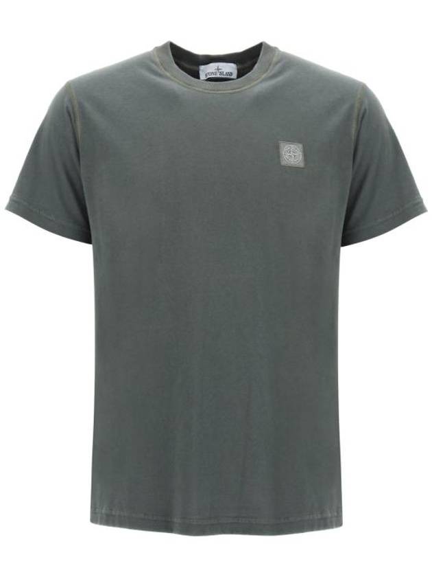 Organic Cotton Short Sleeve T-Shirt Sage Green - STONE ISLAND - BALAAN 2