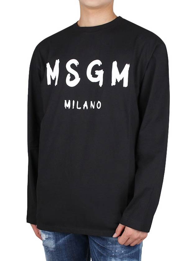 Milano Brushed Logo Long Sleeve T-Shirt Black - MSGM - BALAAN 3