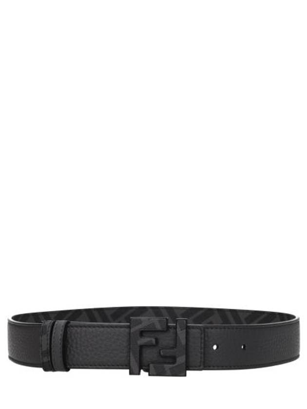 Square FF Leather Reversible Belt Grey - FENDI - BALAAN 2