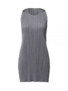 Pleated Sleeveless Short Dress Grey - ISSEY MIYAKE - BALAAN 2