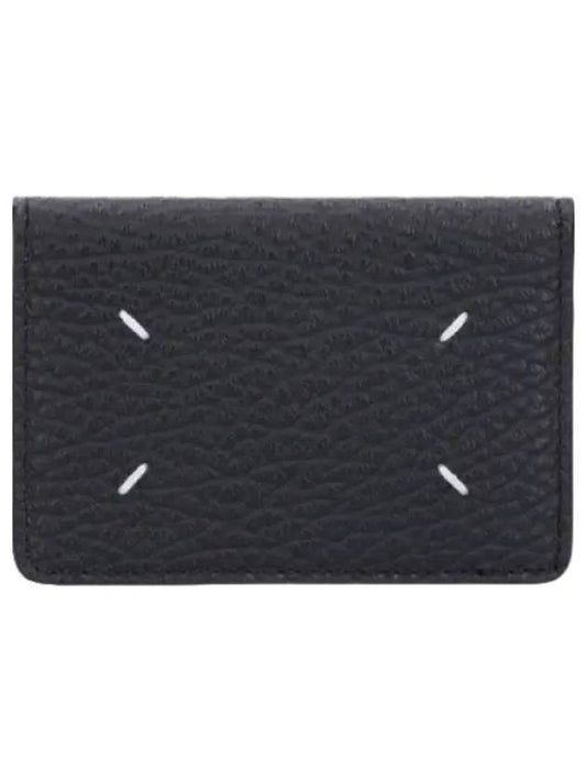 Stitched Slim Card Holder Black Wallet - MAISON MARGIELA - BALAAN 1