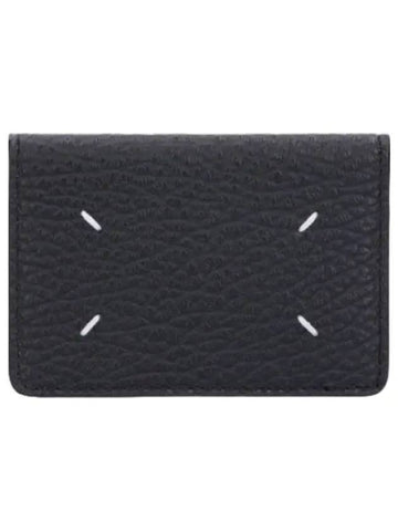 Stitched Slim Card Holder Black Wallet - MAISON MARGIELA - BALAAN 1