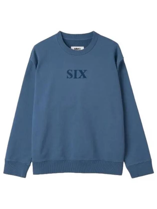 MM6 Six Logo Sweatshirt Blue T Shirt - MAISON MARGIELA - BALAAN 1