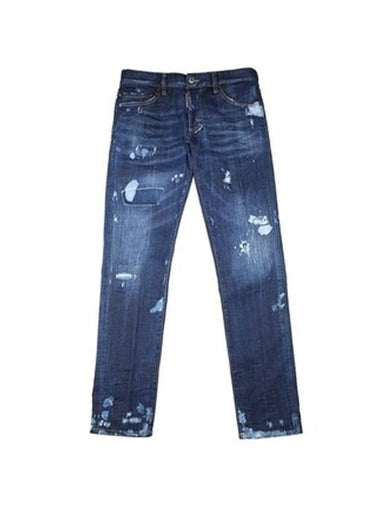 Men's Damage Washer Slim Jeans Blue - DSQUARED2 - BALAAN 1