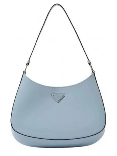 Triangular Logo Cleo Brushed Leather Shoulder Bag Blue - PRADA - BALAAN 2