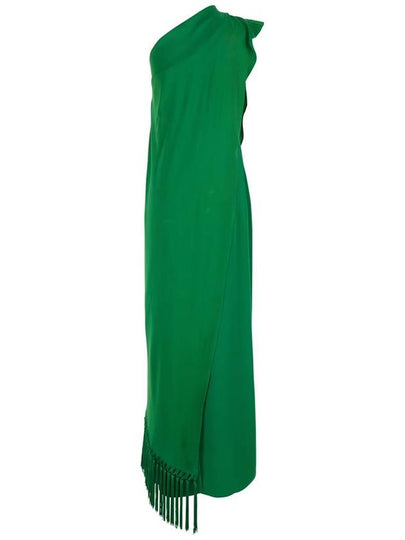 'Berenson' Green One-Shoulder Long Dress With Scarf Detail In Viscose Stretch Blend Woman - TALLER MARMO - BALAAN 2