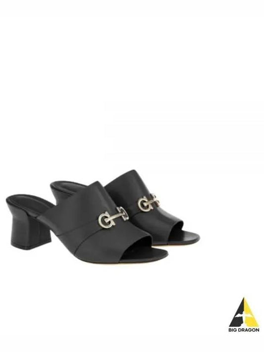 Gancini Ornament Sandal Heels Black - SALVATORE FERRAGAMO - BALAAN 2