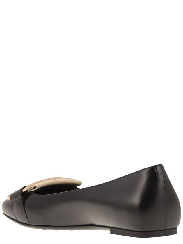 Kate Leather Ballerina Flat Black - TOD'S - BALAAN 4