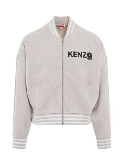 Logo Print Cotton Bomber Jacket Grey - KENZO - BALAAN 2