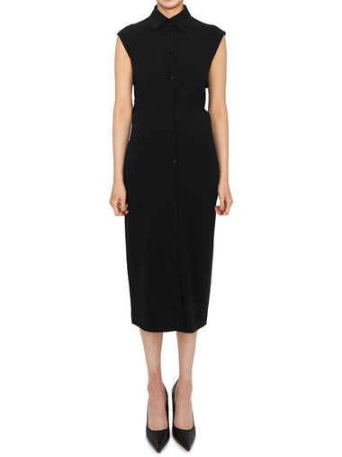 Sughero Collar Sleeveless Midi Dress Black - MAX MARA - BALAAN 1