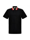 Logo Stripe Short Sleeve Polo Shirt Black - BURBERRY - BALAAN 2