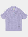 Crochet Punching Polo Knit Top Lavender - KINETO - BALAAN 3