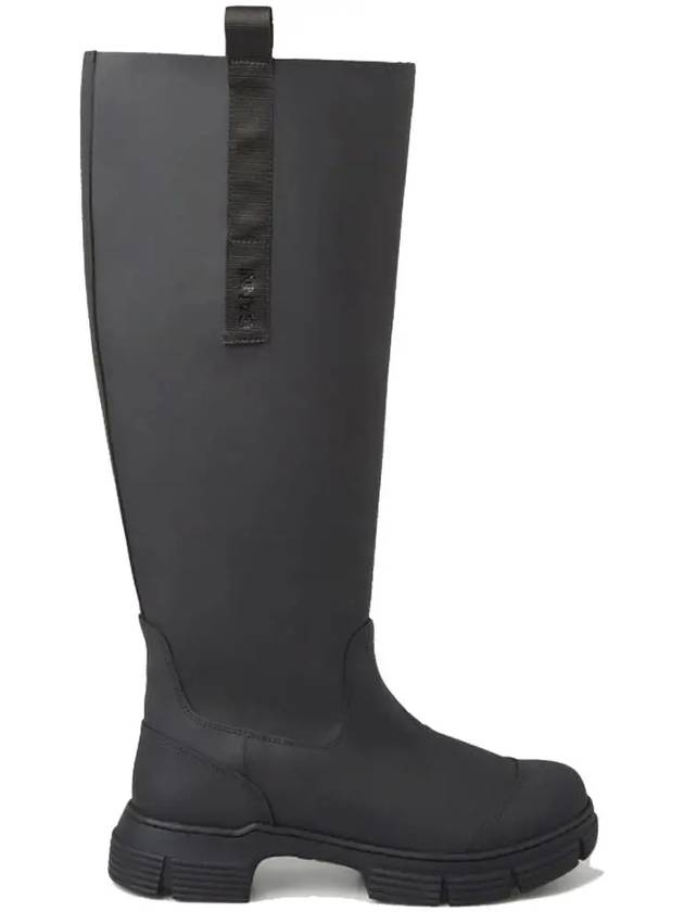 Knee High Rubber Long Boots Black - GANNI - BALAAN 2