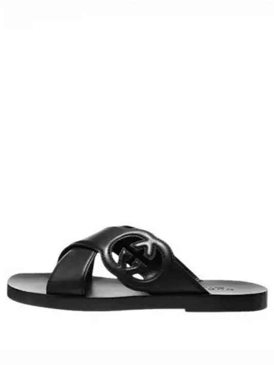 Interlocking G Slide Sandals Black - GUCCI - BALAAN 2