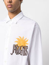 Men's La Chemise Baou Sun Logo Embroidered Long Sleeve Shirt White - JACQUEMUS - BALAAN.