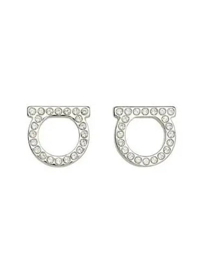 Gancini Crystal Large Earrings Silver - SALVATORE FERRAGAMO - BALAAN 2