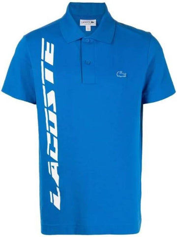 Regular Fit Branded Pique Polo Shirt Blue - LACOSTE - BALAAN 1