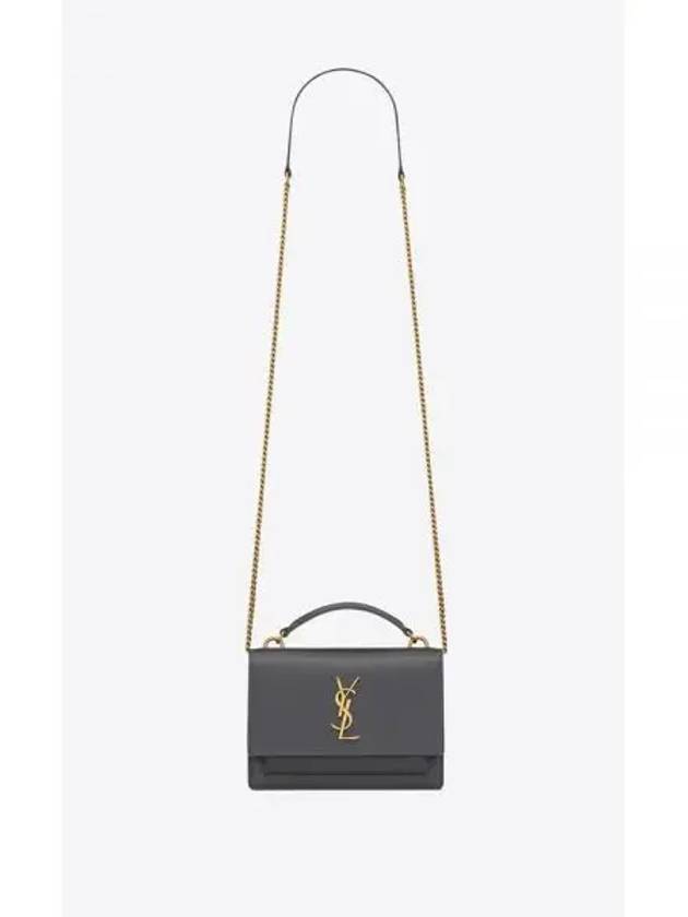 YSL Crossbag Coated Bark Leather Sunset Chain Wallet Storm Bag 533026H3Z1W1112 - SAINT LAURENT - BALAAN 1