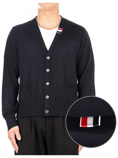 Men's Jersey Stitch V-Neck Cardigan Navy - THOM BROWNE - BALAAN 2