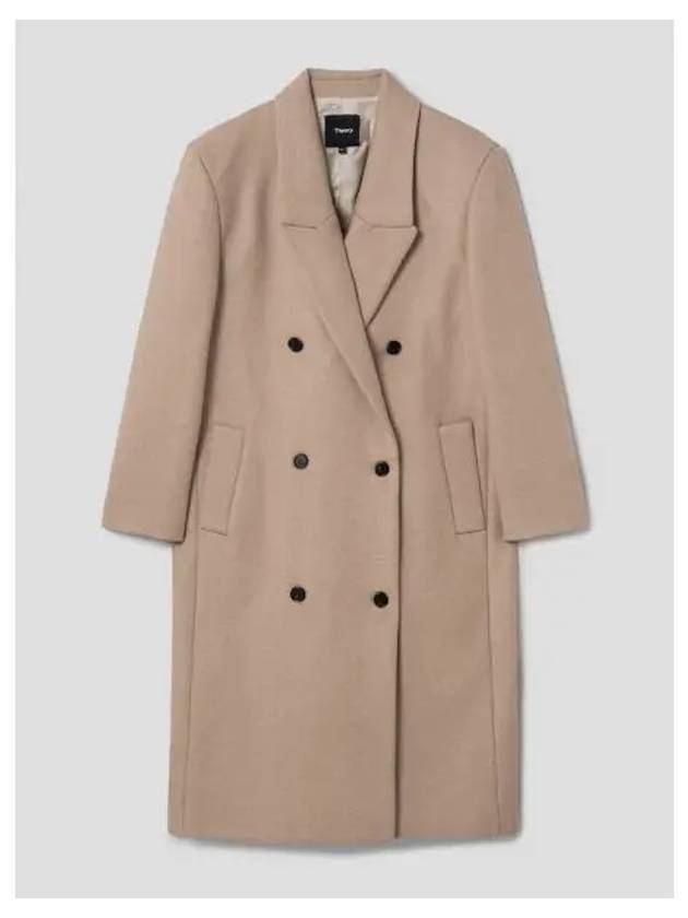 Women s Wool Melton Double breasted Coat Jacket Tan Color Domestic Product - THEORY - BALAAN 1