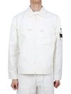 Cotton Canvas Zip-up Jacket Natural White - STONE ISLAND - BALAAN 3